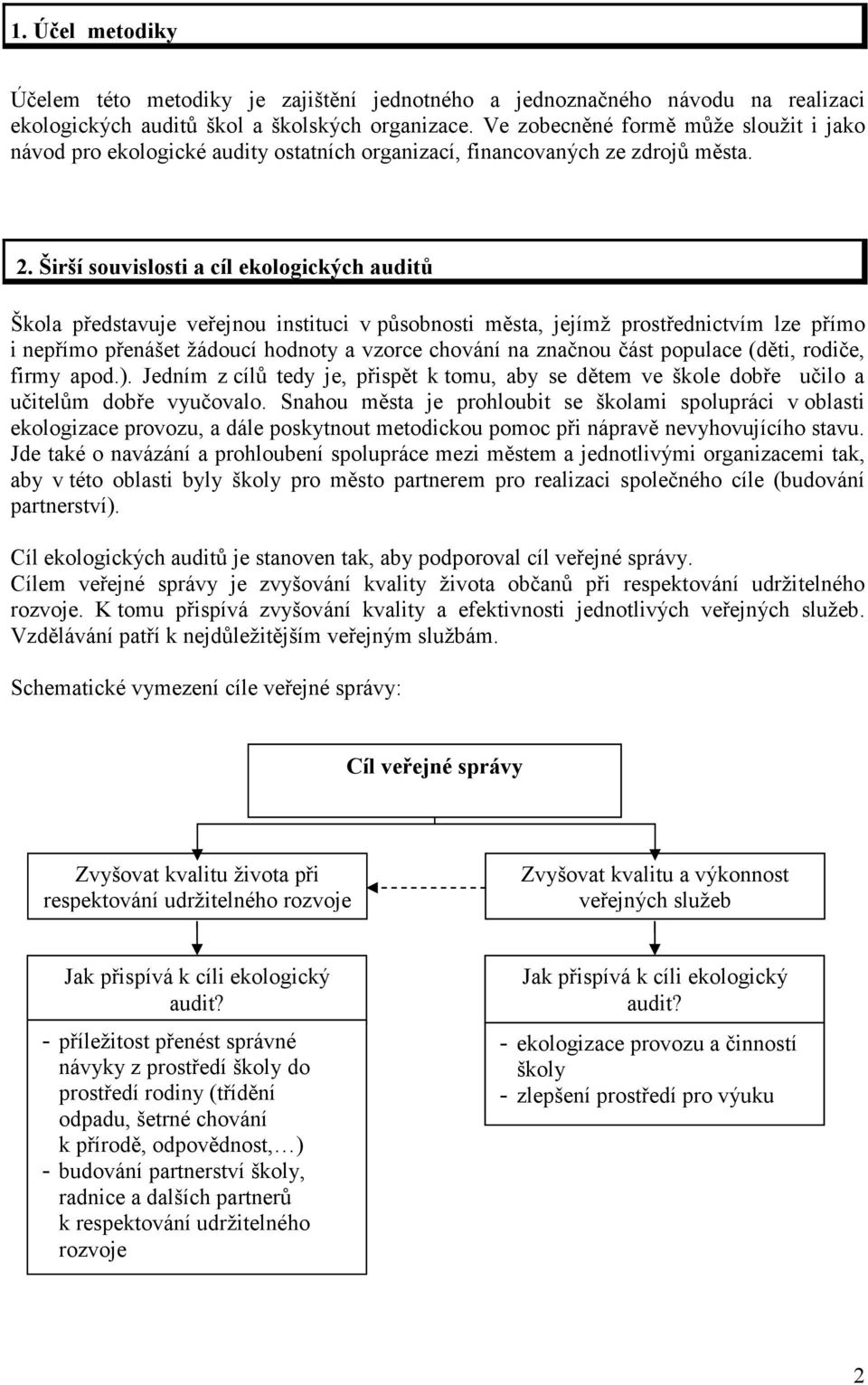 Širší souvislosti a cíl ekologických auditů Škola představuje veřejnou instituci v působnosti města, jejímž prostřednictvím lze přímo i nepřímo přenášet žádoucí hodnoty a vzorce chování na značnou