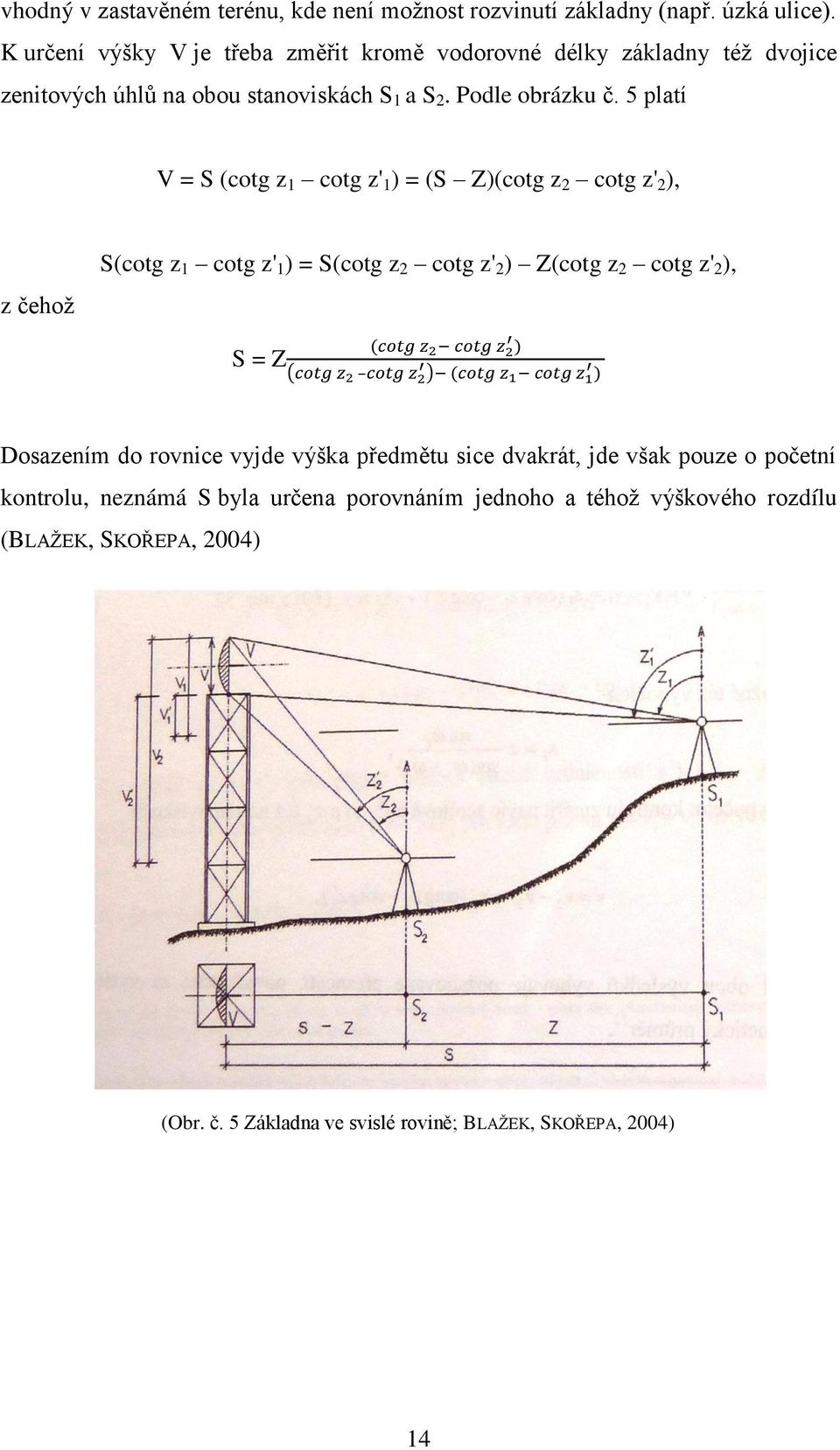 5 platí V = S (cotg z 1 cotg z' 1 ) = (S Z)(cotg z 2 cotg z' 2 ), z čehož S(cotg z 1 cotg z' 1 ) = S(cotg z 2 cotg z' 2 ) Z(cotg z 2 cotg z' 2 ), S = Z ( )