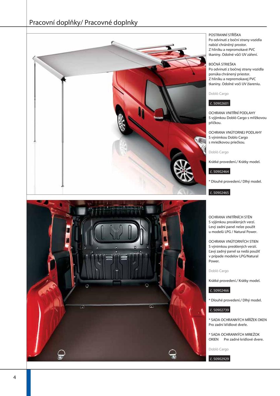 50902601 OCHRANA VNITŘNÍ PODLAHY S výjimkou Dobló Cargo s mřížkovou příčkou. OCHRANA VNÚTORNEJ PODLAHY S výnimkou Doblo Cargo s mriežkovou priečkou. Krátké provedení./ Krátky model. č.