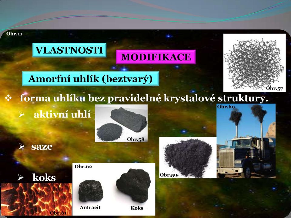 krystalové struktury. aktivní uhlí Obr.60 Obr.