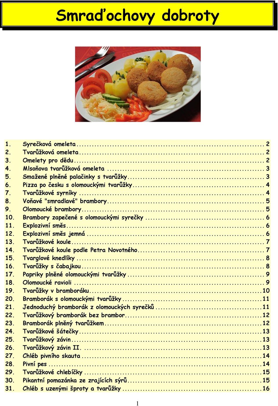 Explozivní směs... 6 12. Explozivní směs jemná... 6 13. Tvarůžkové koule... 7 14. Tvarůžkové koule podle Petra Novotného... 7 15. Tvarglové knedlíky... 8 16. Tvarůžky s čabajkou... 8 17.