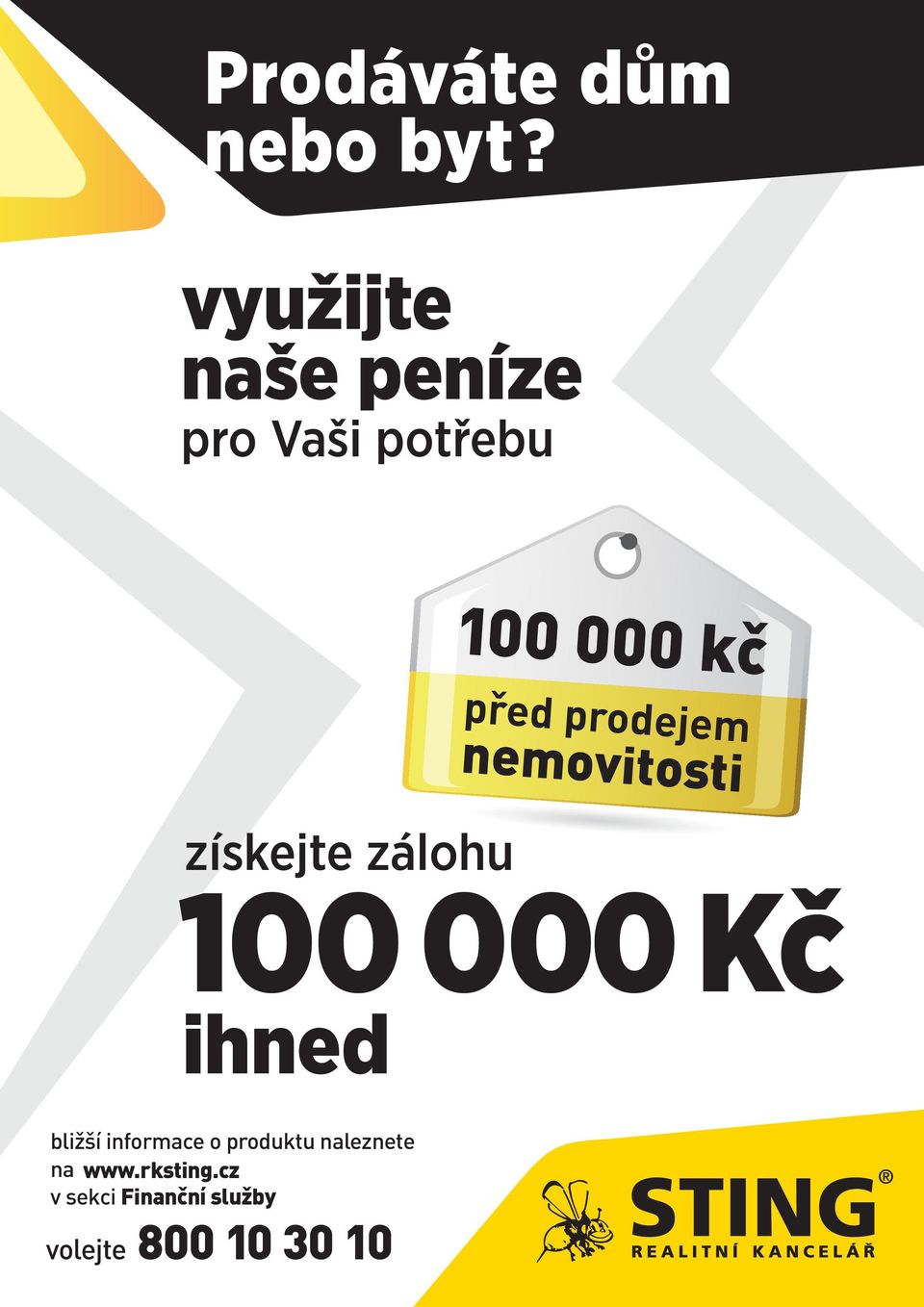 prodejem nemovitosti získejte zálohu 100 000 Kč ihned