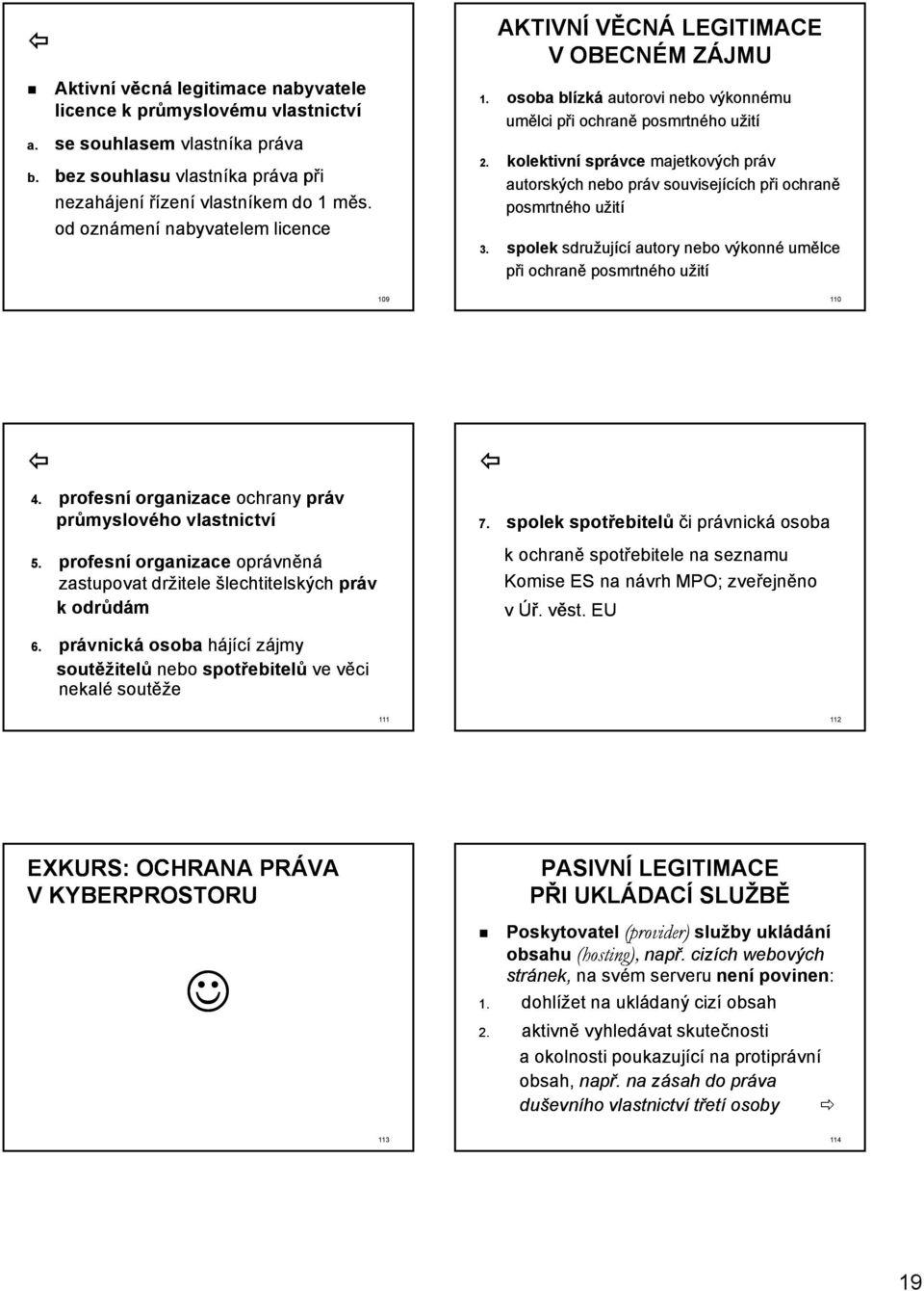 kolektivní kti správce majetkových práv autorských nebo práv souvisejících při ochraně posmrtného užití 3. spolek sdružující autory nebo výkonné umělce při ochraně posmrtného užití 109 110 4.