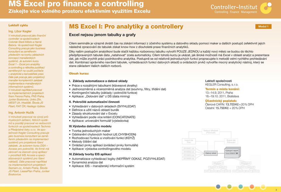 Je autorem kurzu Excel 1 Excel pro analytiky a controlling a několika publikací zaměřených na využití počítače v analytické a kancelářské praxi.