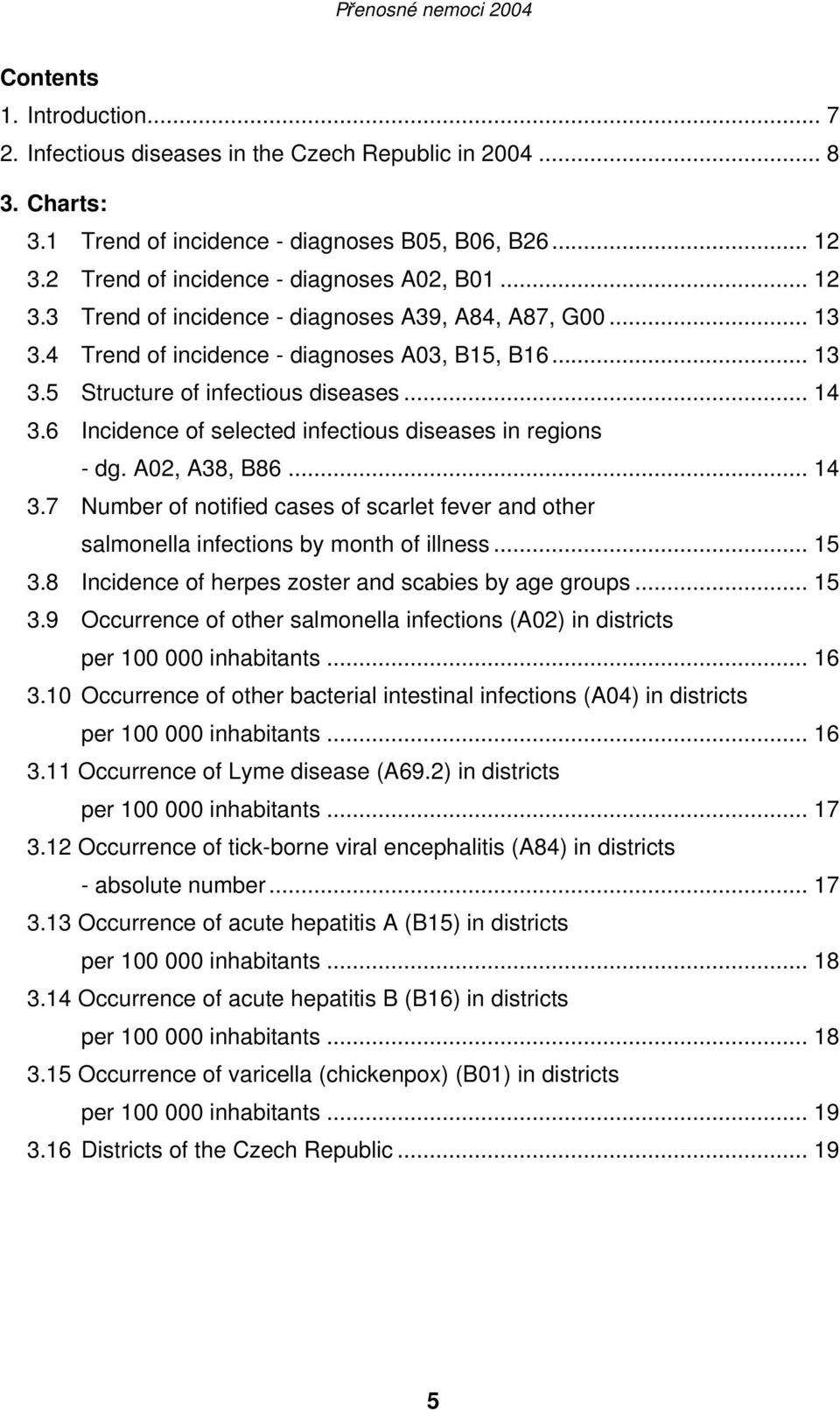 6 Incidence of selected infectious diseases in regions - dg. A02, A38, B86... 14 3.7 Number of notified cases of scarlet fever and other salmonella infections by month of illness... 15 3.