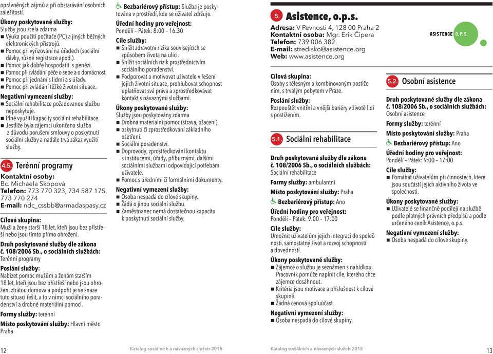 Pomoc při zvládání těžké životní situace. Sociální rehabilitace požadovanou službu neposkytuje. Plné využití kapacity sociální rehabilitace.