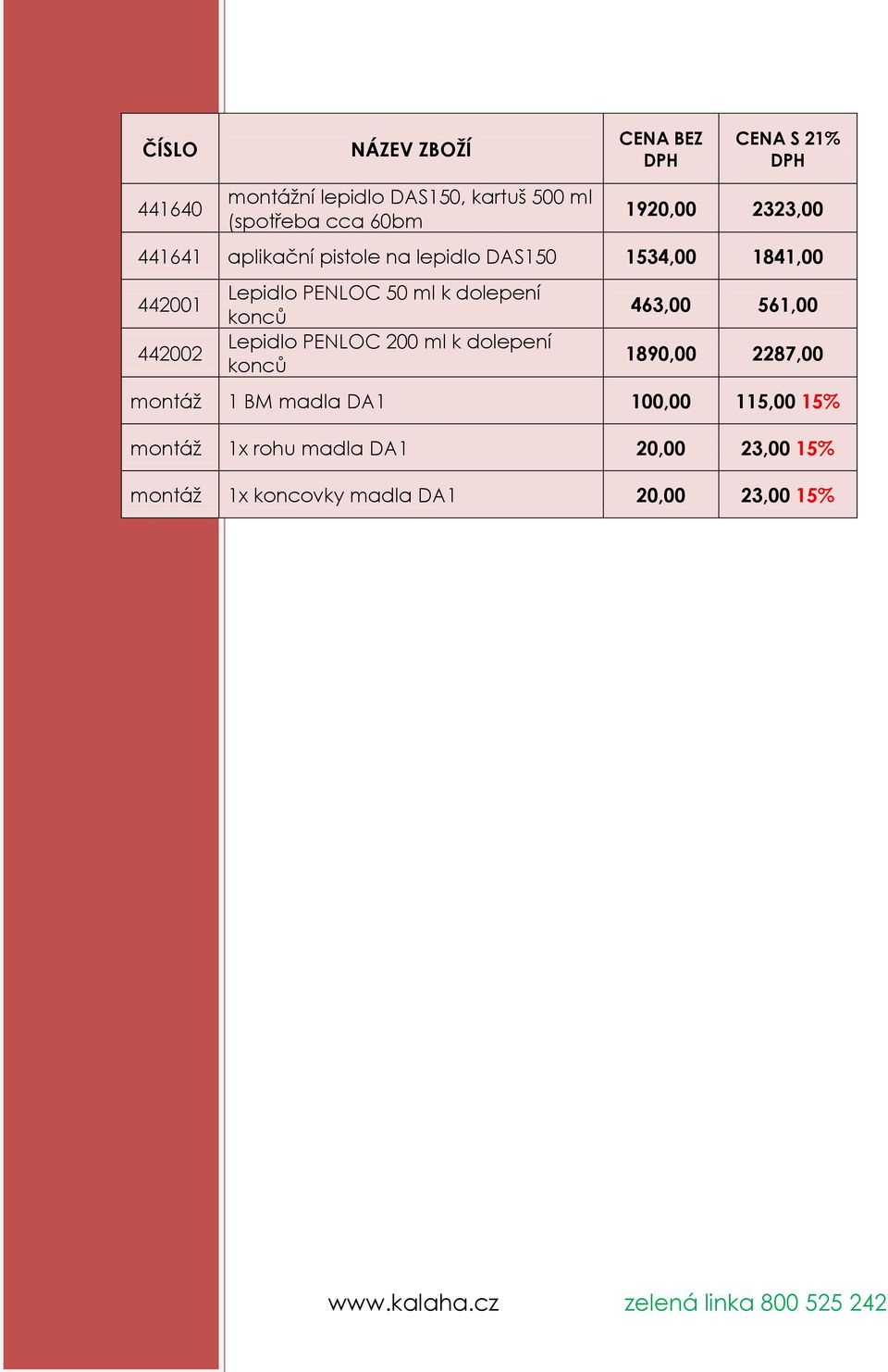 Lepidlo PENLOC 50 ml k dolepení konců Lepidlo PENLOC 200 ml k dolepení konců 463,00 561,00 1890,00 2287,00