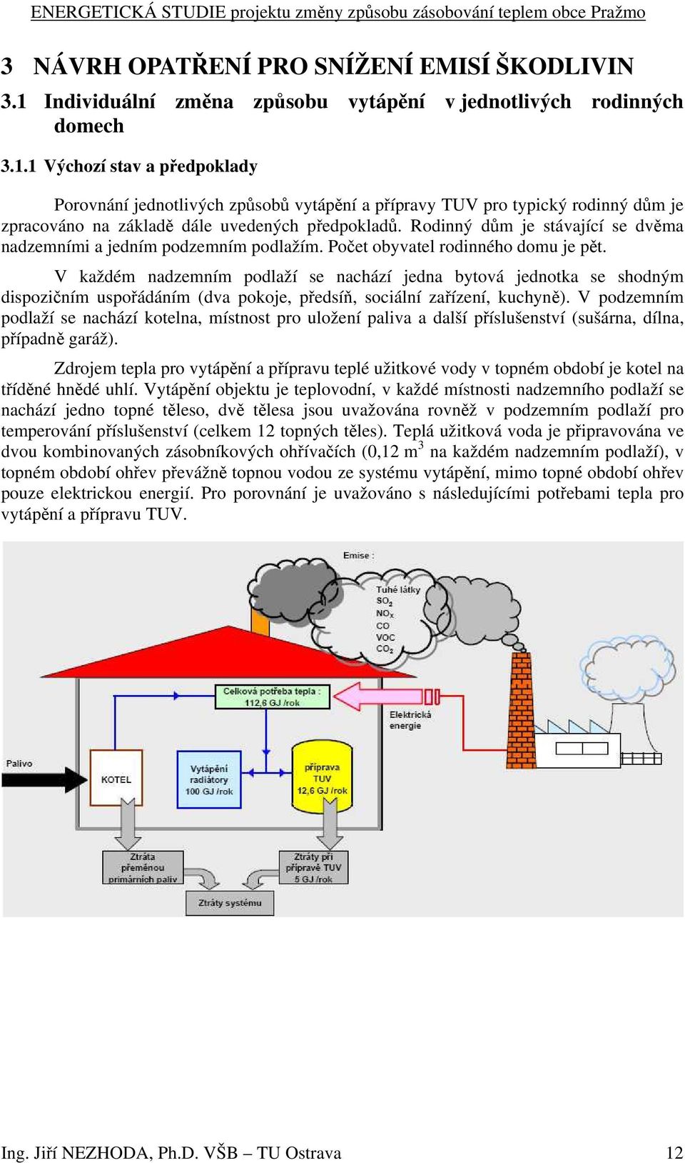 1 Výchozí stav a předpoklady Porovnání jednotlivých způsobů vytápění a přípravy TUV pro typický rodinný dům je zpracováno na základě dále uvedených předpokladů.