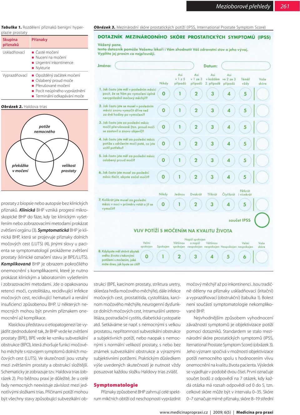 proud moče Přerušované močení Pocit neúplného vyprázdnění Terminální odkapávání moče Obrázek 3. Mezinárodní skóre prostatických potíží (IPSS, International Prostate Symptom Score) Obrázek 2.