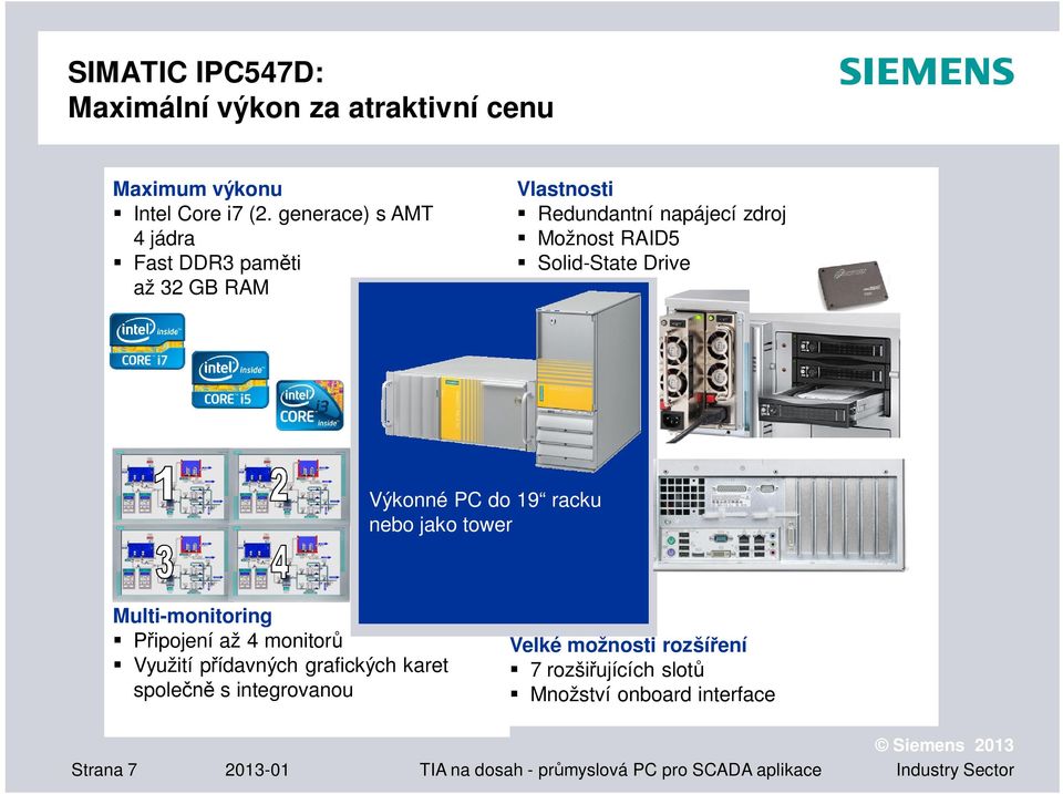 Drive Výkonné PC do 19 racku nebo jako tower Multi-monitoring ipojení až 4 monitor Využití p ídavných grafických karet