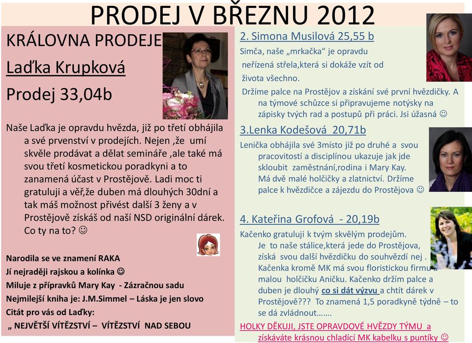 Ladi moc ti gratuluji a věř,že duben má dlouhých 30dní a tak máš možnost přivést další 3 ženy a v Prostějově získáš od naší NSD originální dárek. Co ty na to?