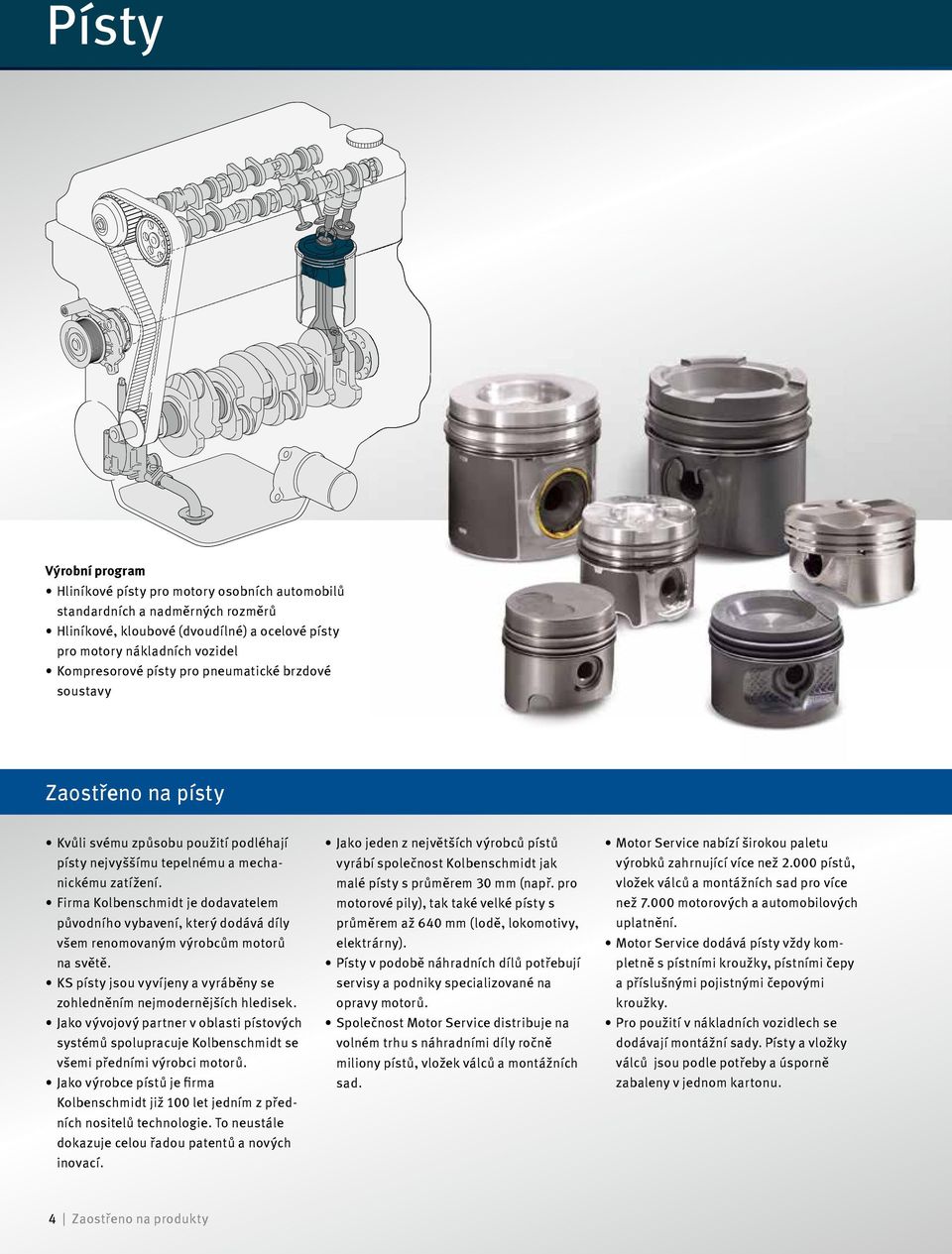 Firma Kolbenschmidt je dodavatelem původního vybavení, který dodává díly všem renomovaným výrobcům motorů na světě. KS písty jsou vyvíjeny a vyráběny se zohledněním nejmodernějších hledisek.