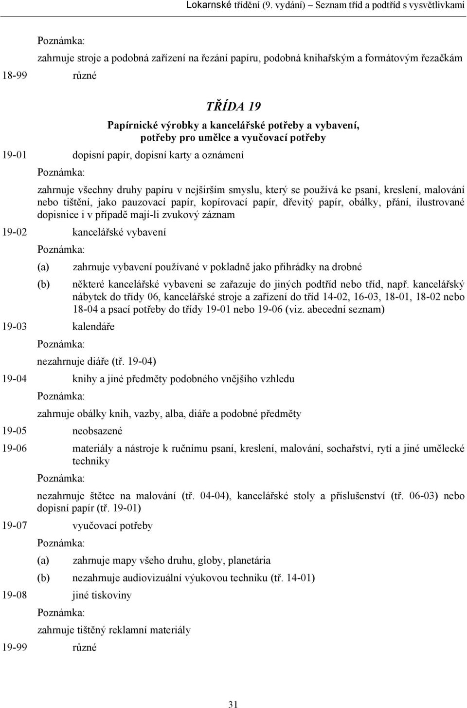 papír, dřevitý papír, obálky, přání, ilustrované dopisnice i v případě mají-li zvukový záznam 19-02 kancelářské vybavení (a) zahrnuje vybavení používané v pokladně jako přihrádky na drobné (b)