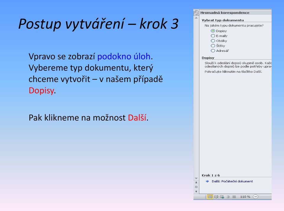 Vybereme typ dokumentu, který chceme