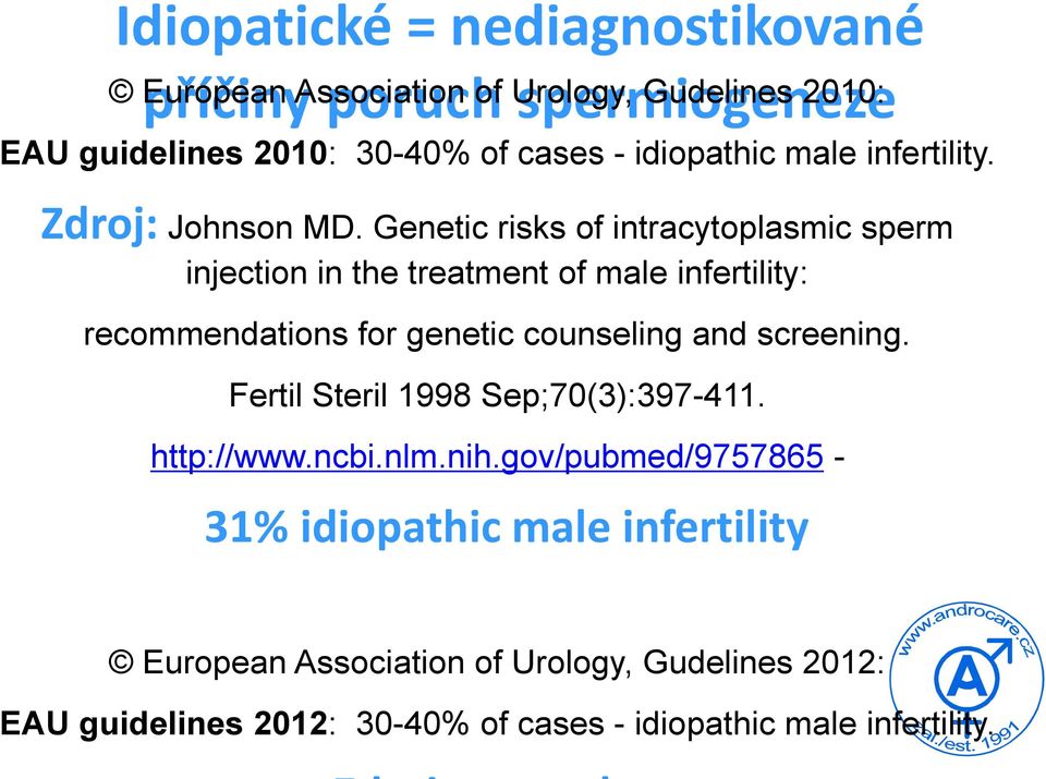 Genetic risks of intracytoplasmic sperm injection in the treatment of male infertility: recommendations for genetic counseling and screening.