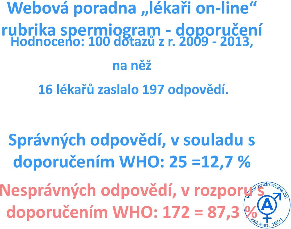 2009-2013, na něž 16 lékařů zaslalo 197 odpovědí.