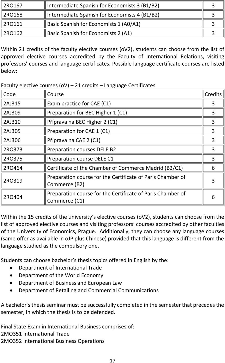 professors courses and language certificates.