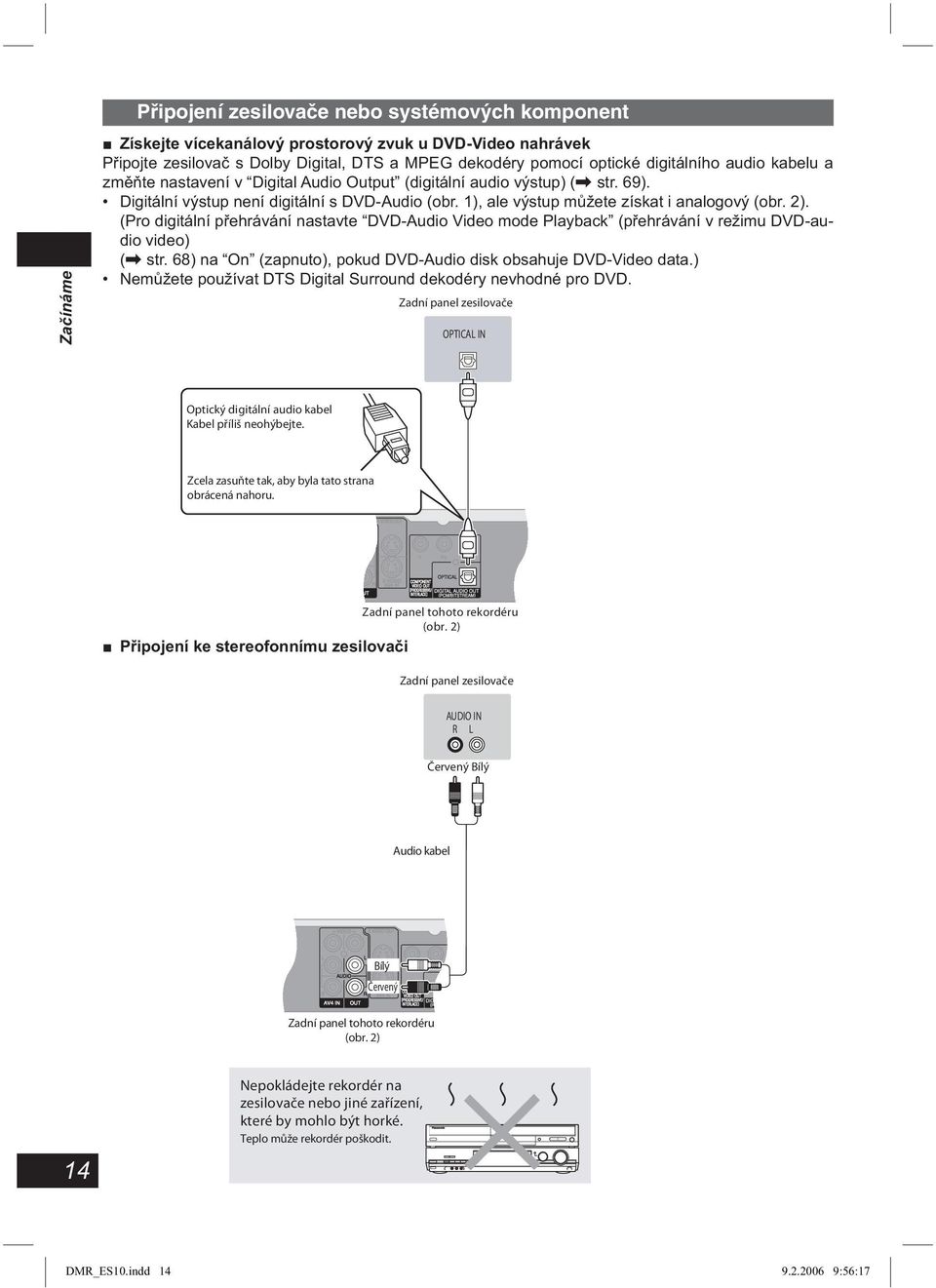 (Pro digitální přehrávání nastavte DVD-Audio Video mode Playback (přehrávání v režimu DVD-audio video) (\ str. 68) na On (zapnuto), pokud DVD-Audio disk obsahuje DVD-Video data.