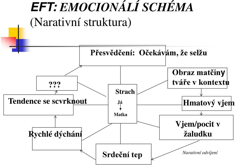 ?? Tendence se scvrknout Rychlé dýchání Strach Já Matka