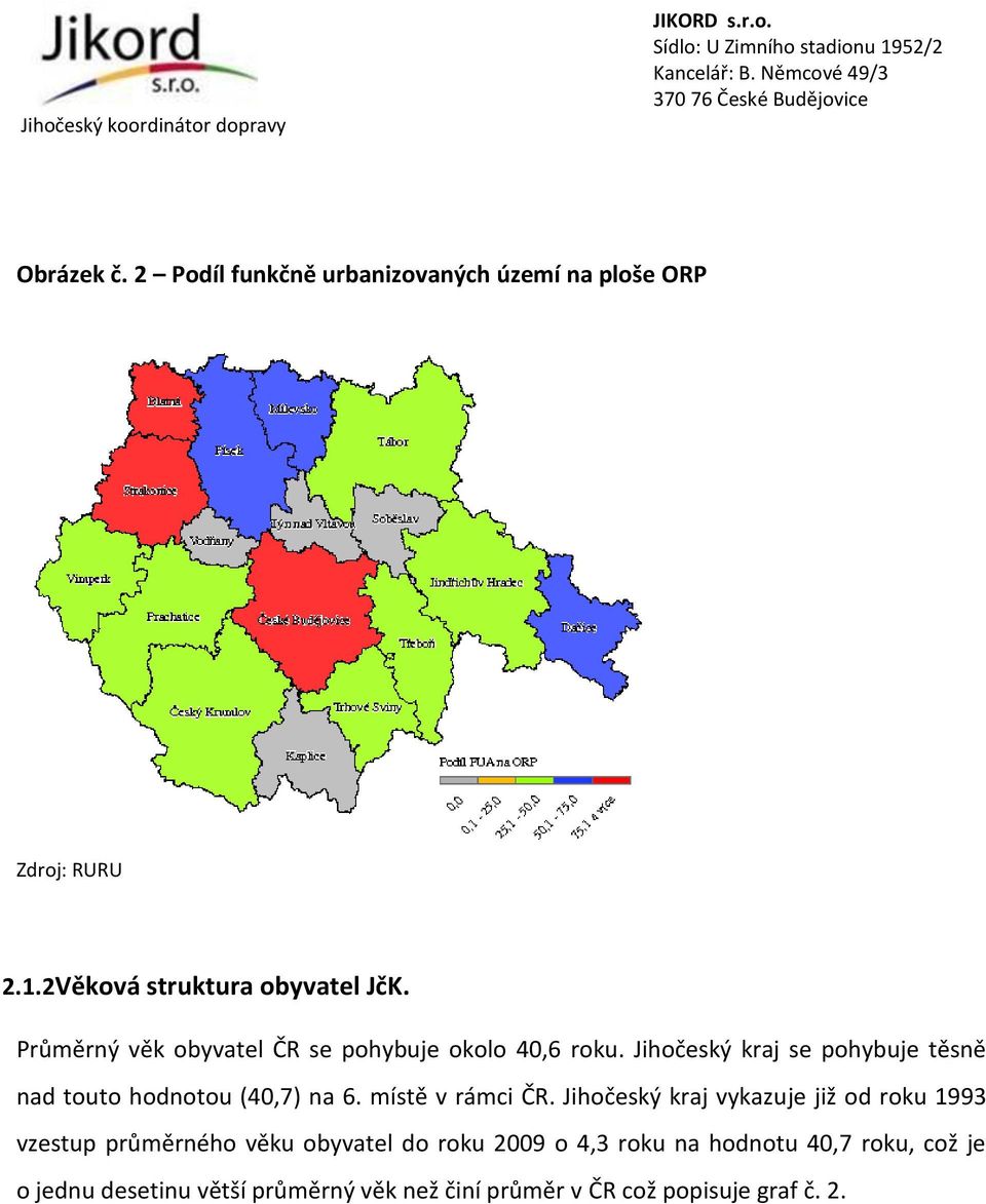 Jihočeský kraj se pohybuje těsně nad touto hodnotou (40,7) na 6. místě v rámci ČR.