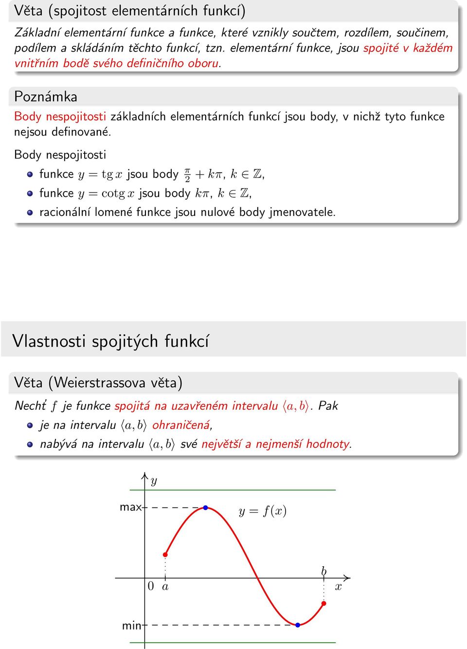 Poznámka Bod nespojitosti základních elementárních funkcí jsou bod, v nichž tto funkce nejsou definované.