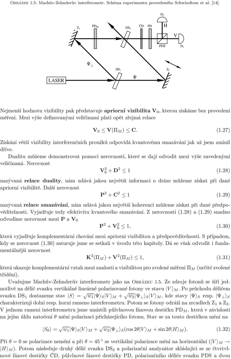 ezi výše definovanými veličinami platí opět zřejmá relace V 0 V(Π ) C. (1.7) Získání větší vizibility interferenčních proužků odpovídá kvantovému smazávání jak už jsem zmínil dříve.