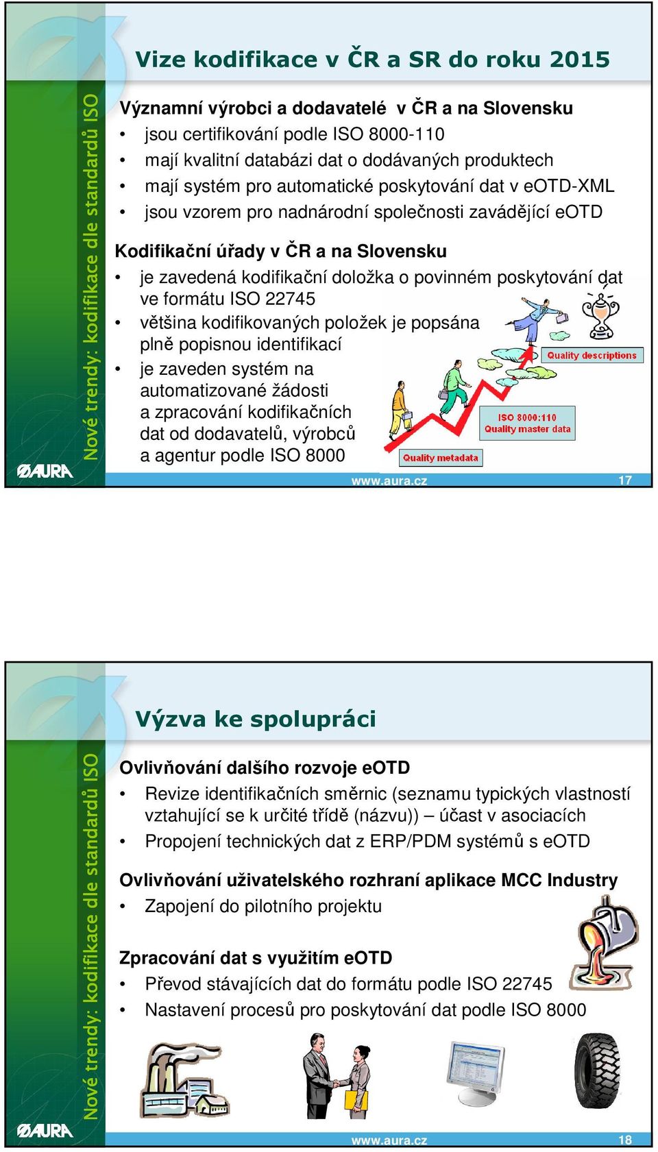 formátu ISO 22745 většina kodifikovaných položek je popsána plně popisnou identifikací je zaveden systém na automatizované žádosti a zpracování kodifikačních dat od dodavatelů, výrobců a agentur