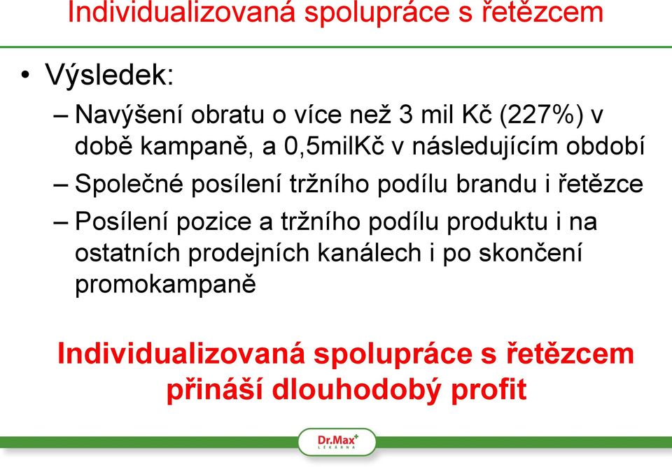 brandu i řetězce Posílení pozice a tržního podílu produktu i na ostatních prodejních
