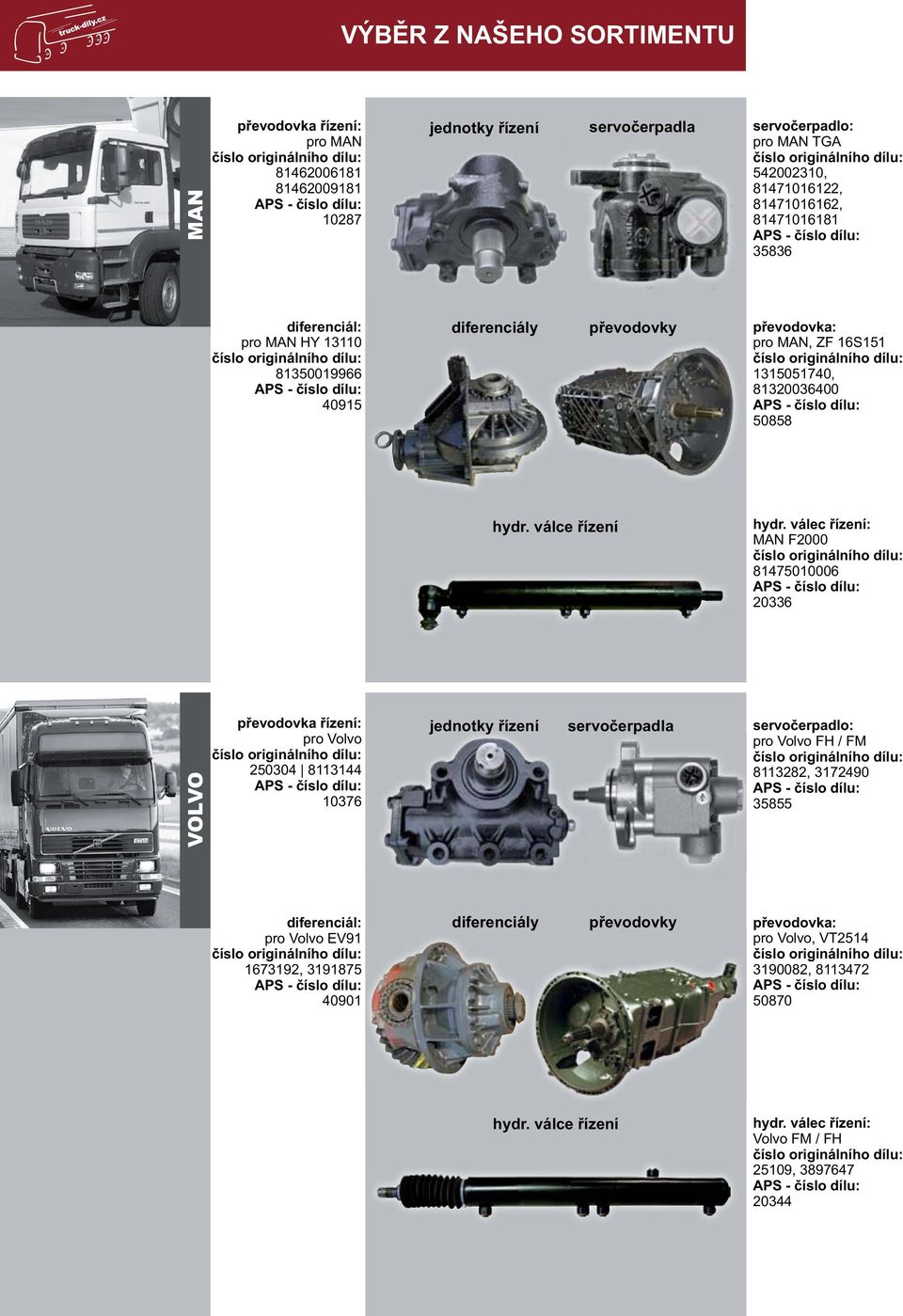 16S151 1315051740, 81320036400 50858 MAN F2000 81475010006 20336 pro Volvo FH / FM 8113282, 3172490 35855 pro