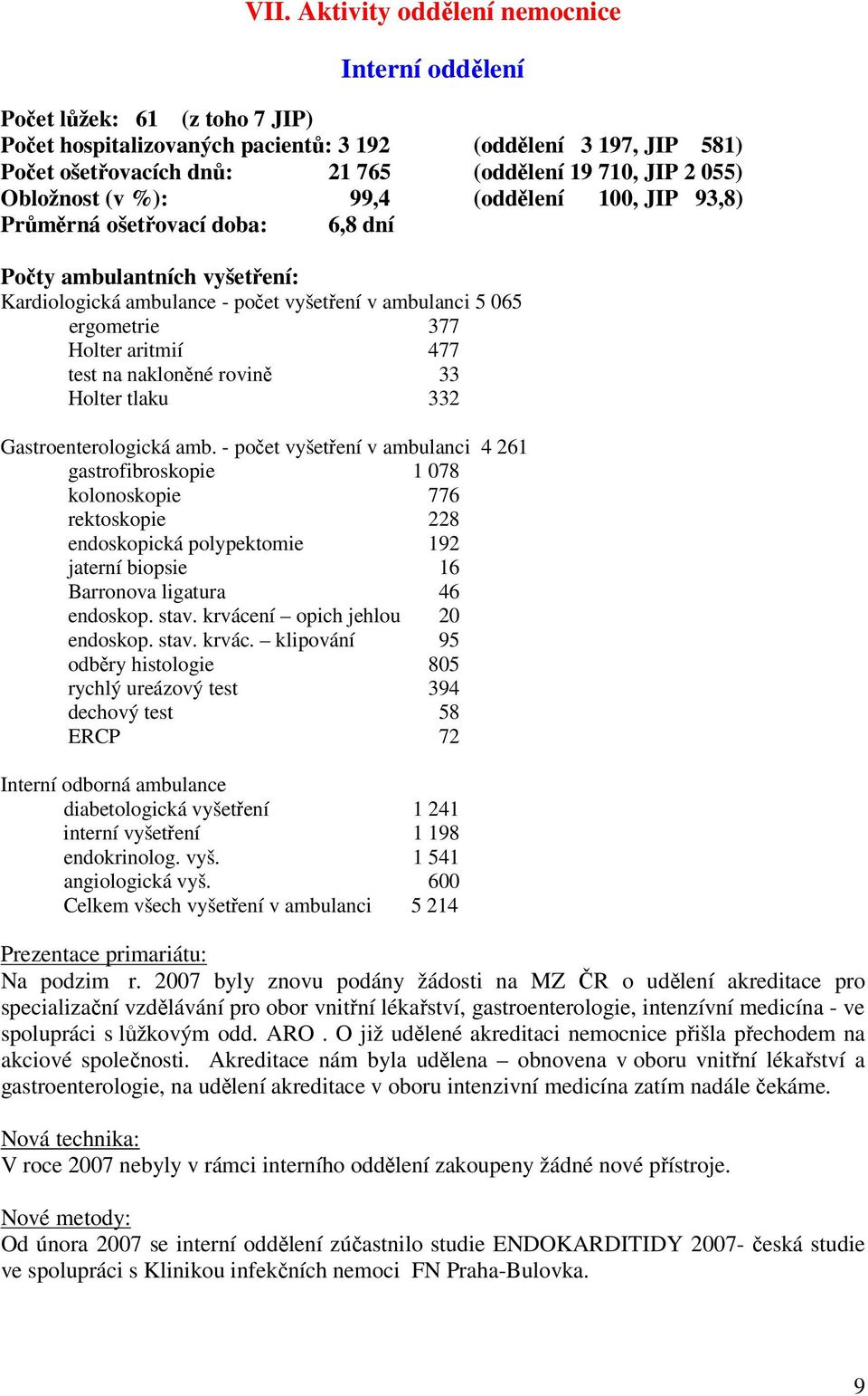 aritmií 477 test na nakloněné rovině 33 Holter tlaku 332 Gastroenterologická amb.