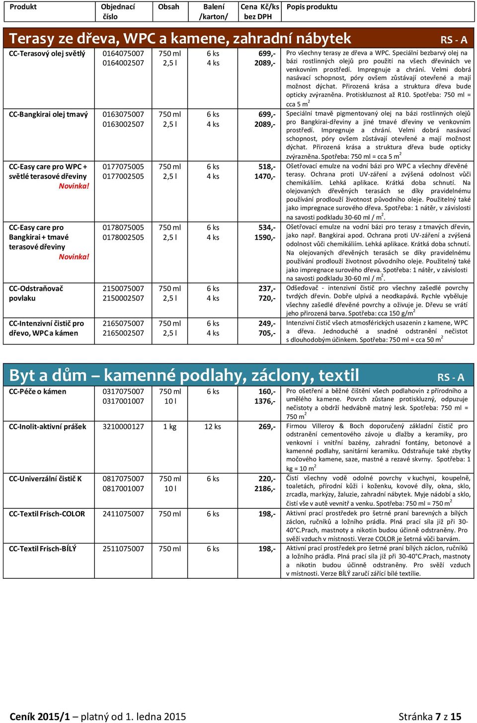 CC-Odstraňovač povlaku CC-Intenzivní čistič pro dřevo, WPC a kámen 0177075005 0177002505 0178075005 0178002505 2150075007 2150002507 2165075007 2165002507 2, 2, 2, 2, 2, 2, 6 ks 6 ks 6 ks 6 ks 6 ks 6