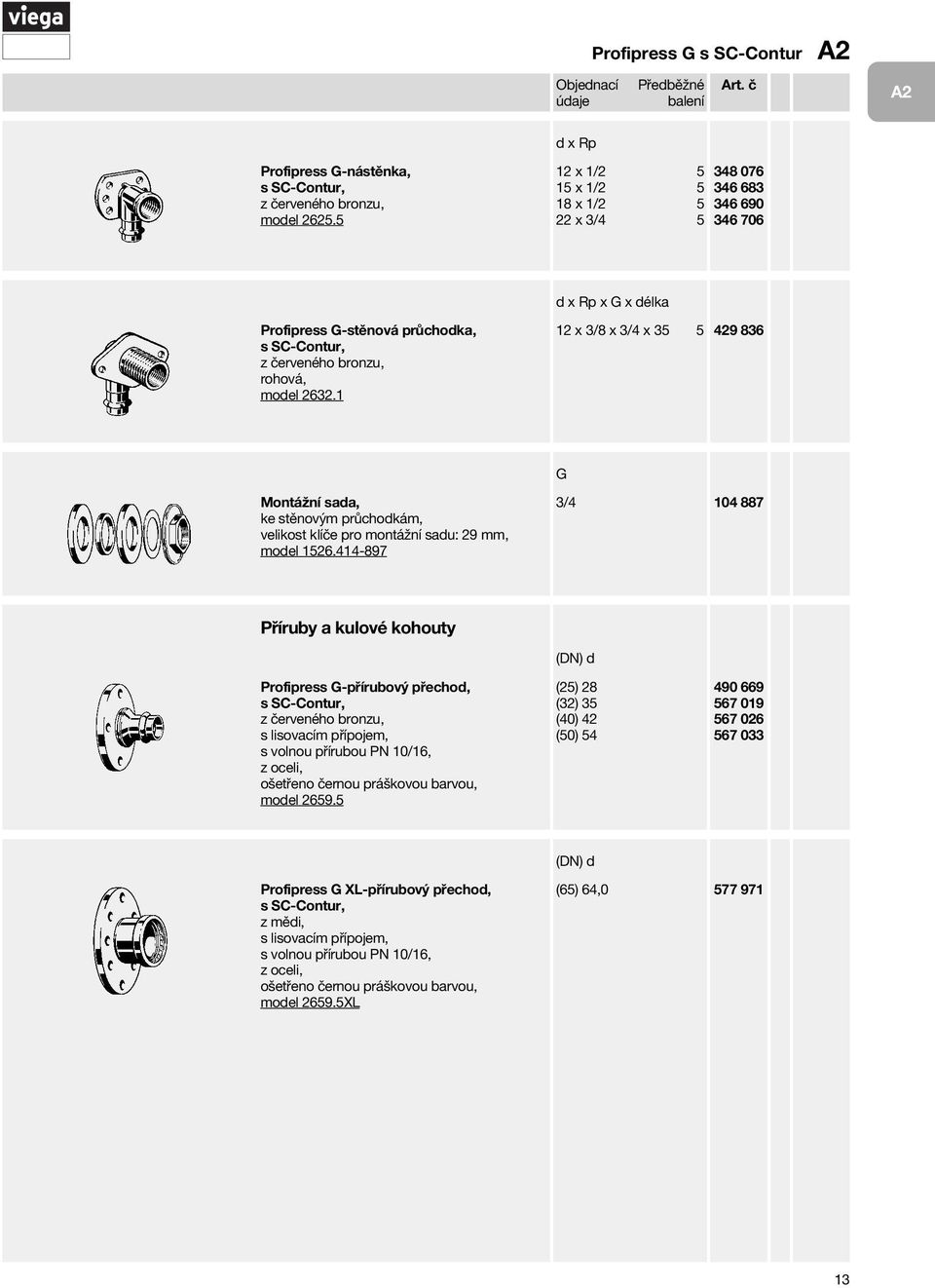 1 12 x 3/8 x 3/4 x 35 5 429 836 G Montážní saa, ke stěnovým průchokám, velikost klíče pro montážní sau: 29 mm, moel 1526.