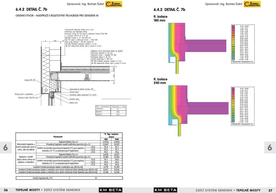 200 mm Izolace EPS 70F Rohový profil s okapničkou Roletový truhlík 150/150 mm Vápenopískový překlad Sendwix 2DF Kotevní plech Parotěsná páska Isowindow F1,2 vnitřní Flexibilní pěna Okenní rám 180 240