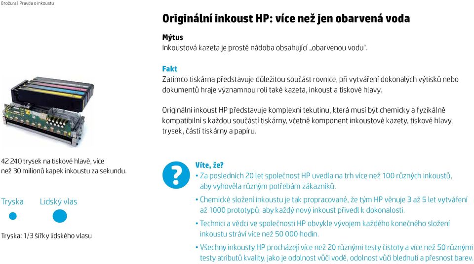 Originální inkoust HP představuje komplexní tekutinu, která musí být chemicky a fyzikálně kompatibilní s každou součástí tiskárny, včetně komponent inkoustové kazety, tiskové hlavy, trysek, částí