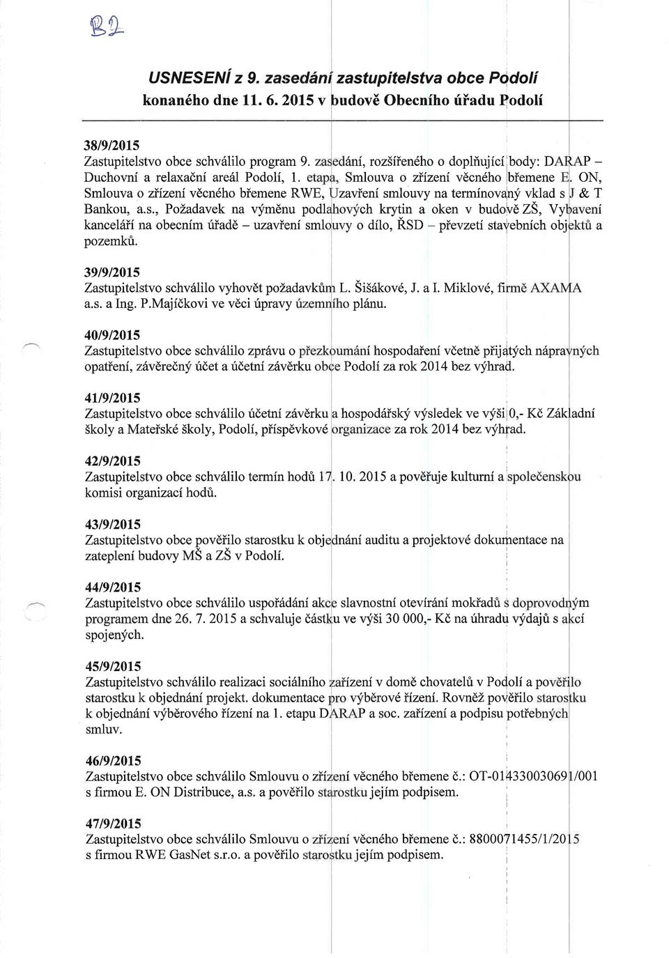 obce schv6lilo zprhvu o opatieni, z: vdredny ridet a ridetni zhvdrku 4u9t2015 Zastupitelstvo obce schv6lilo ridetni zfvdrku Skoly a Mateisk6 Skoly, Podoli, piispdvkov6 42t9t20t5 Zastupitelstvo obce