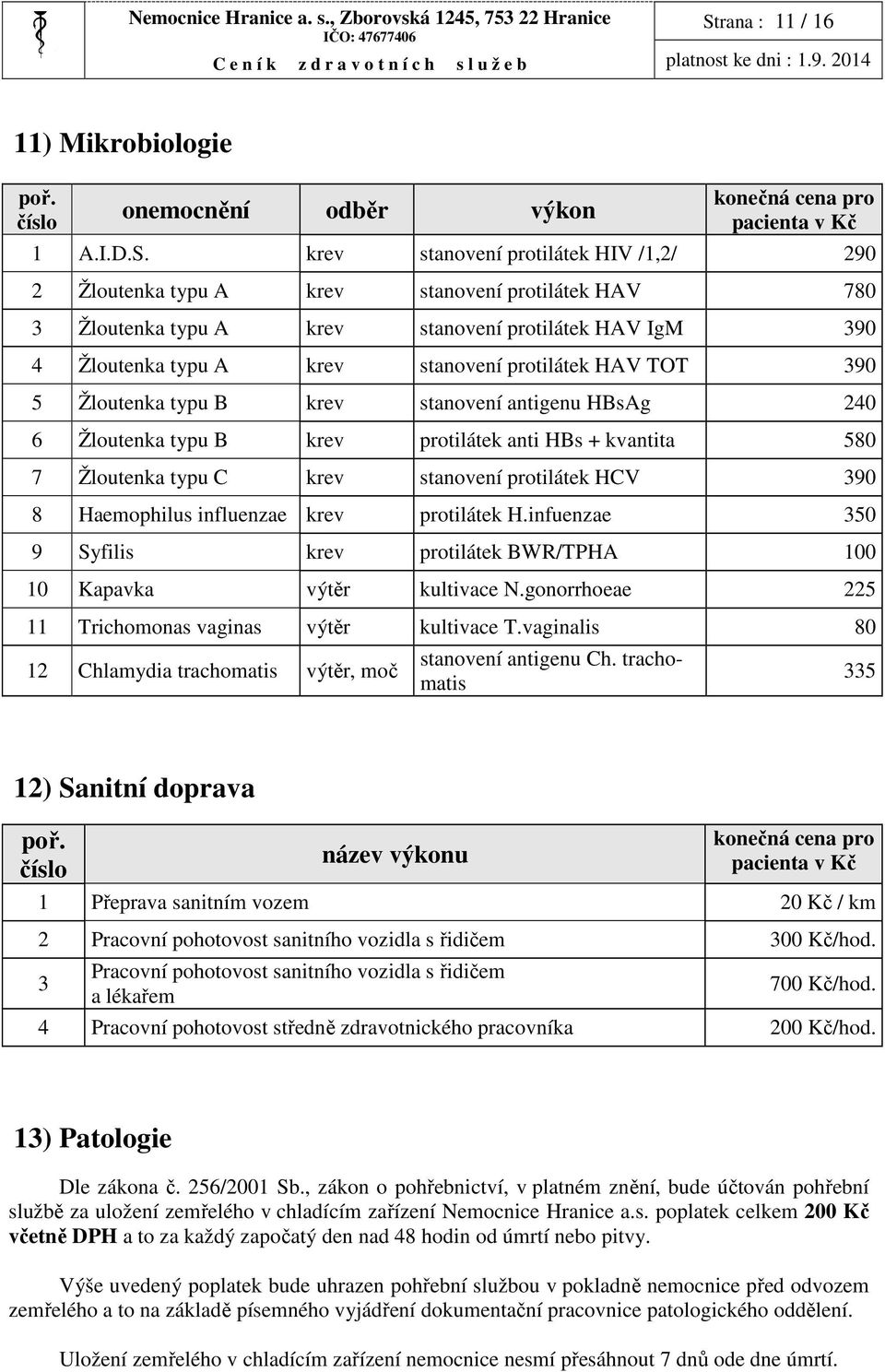 krev stanovení protilátek HIV /1,2/ 290 2 Žloutenka typu A krev stanovení protilátek HAV 780 3 Žloutenka typu A krev stanovení protilátek HAV IgM 390 4 Žloutenka typu A krev stanovení protilátek HAV