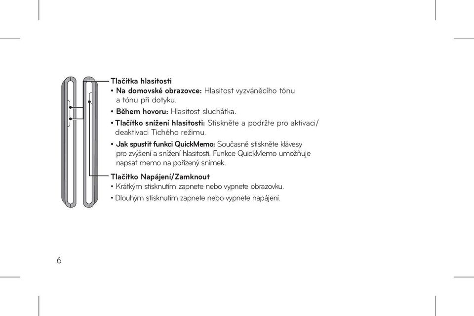 Jak spustit funkci QuickMemo: Současně stiskněte klávesy pro zvýšení a snížení hlasitosti.