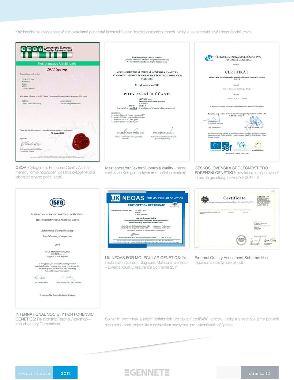 Mezilaboratorní externí kontrola kvality stanovení vrozených genetických trombofilních markerů ČESKOSLOVENSKÁ SPOLEČNOST PRO FORENZNÍ GENETIKU: mezilaboratorní porovnání forenzně genetických zkoušek