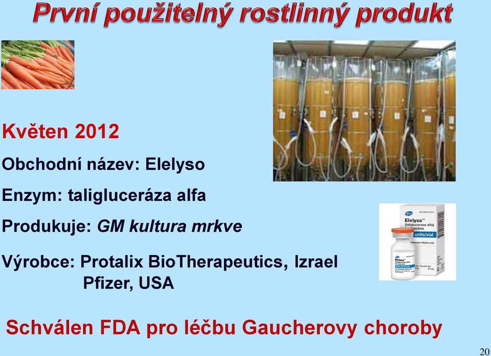 Výrobce: Protalix BioTherapeutics, Izrael