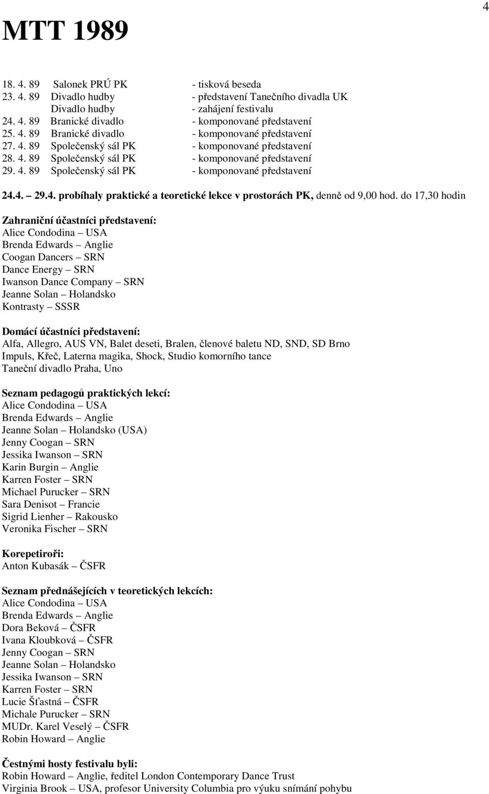 4. 29.4. probíhaly praktické a teoretické lekce v prostorách PK, denně od 9,00 hod.