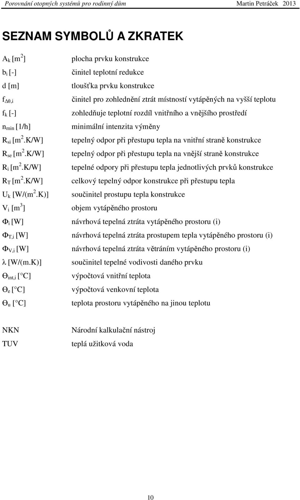 rozdíl vnitřního a vnějšího prostředí minimální intenzita výměny tepelný odpor při přestupu tepla na vnitřní straně konstrukce tepelný odpor při přestupu tepla na vnější straně konstrukce tepelné