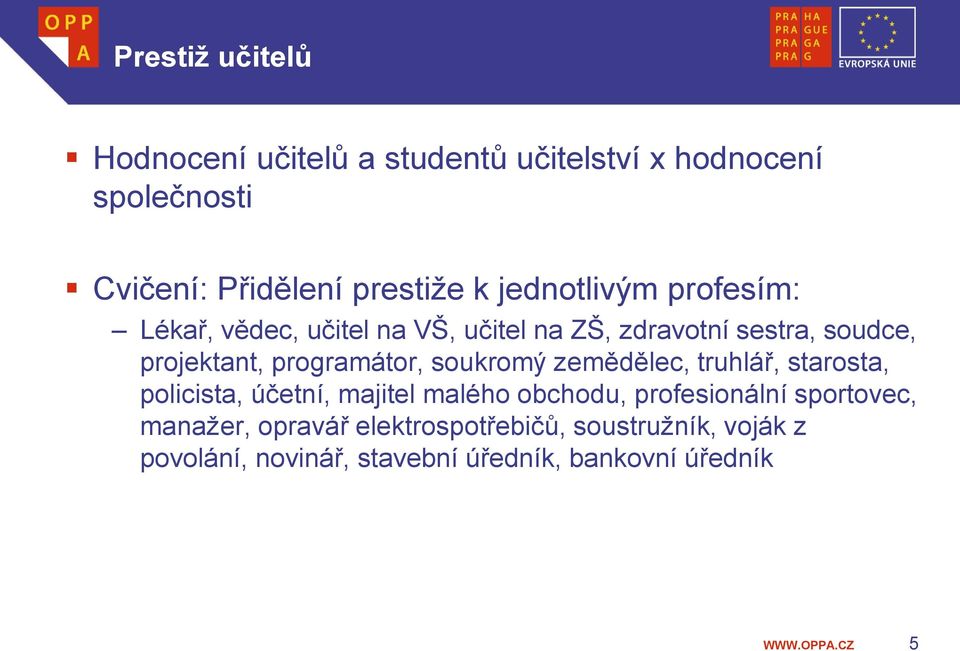 programátor, soukromý zemědělec, truhlář, starosta, policista, účetní, majitel malého obchodu, profesionální