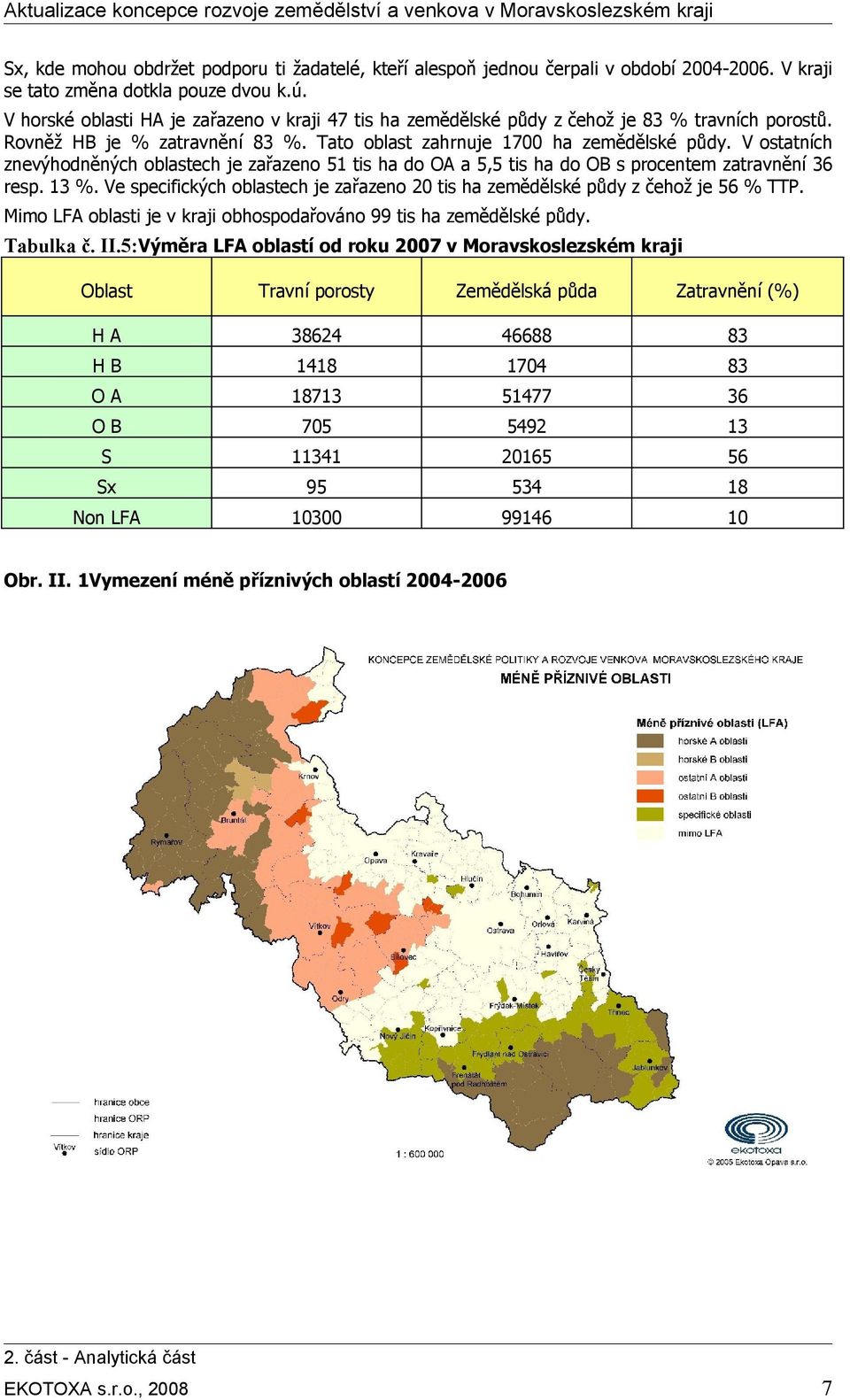 V ostatních znevýhodněných oblastech je zařazeno 51 tis ha do OA a 5,5 tis ha do OB s procentem zatravnění 36 resp. 13 %.