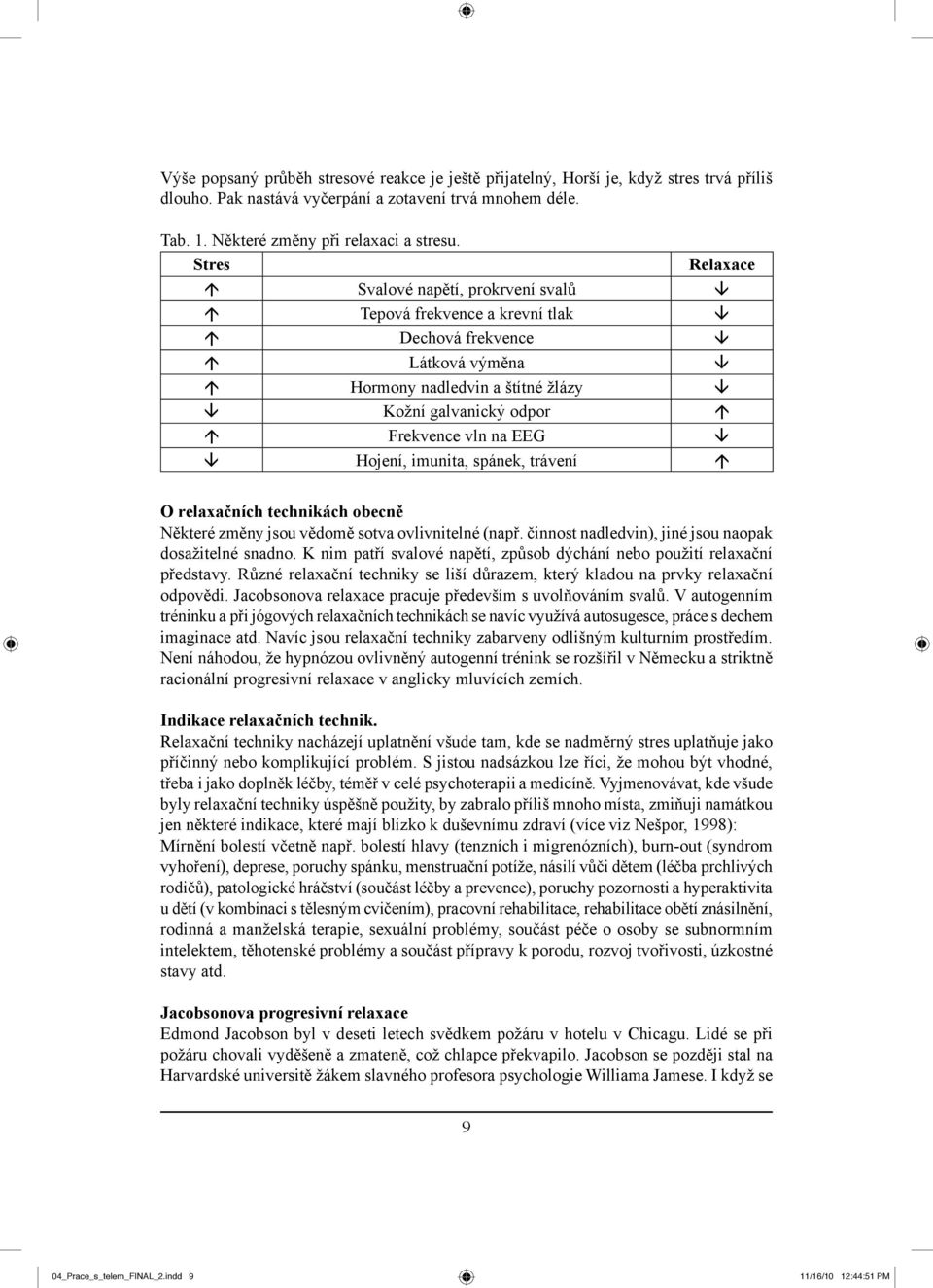 imunita, spánek, trávení O relaxačních technikách obecně Některé změny jsou vědomě sotva ovlivnitelné (např. činnost nadledvin), jiné jsou naopak dosažitelné snadno.