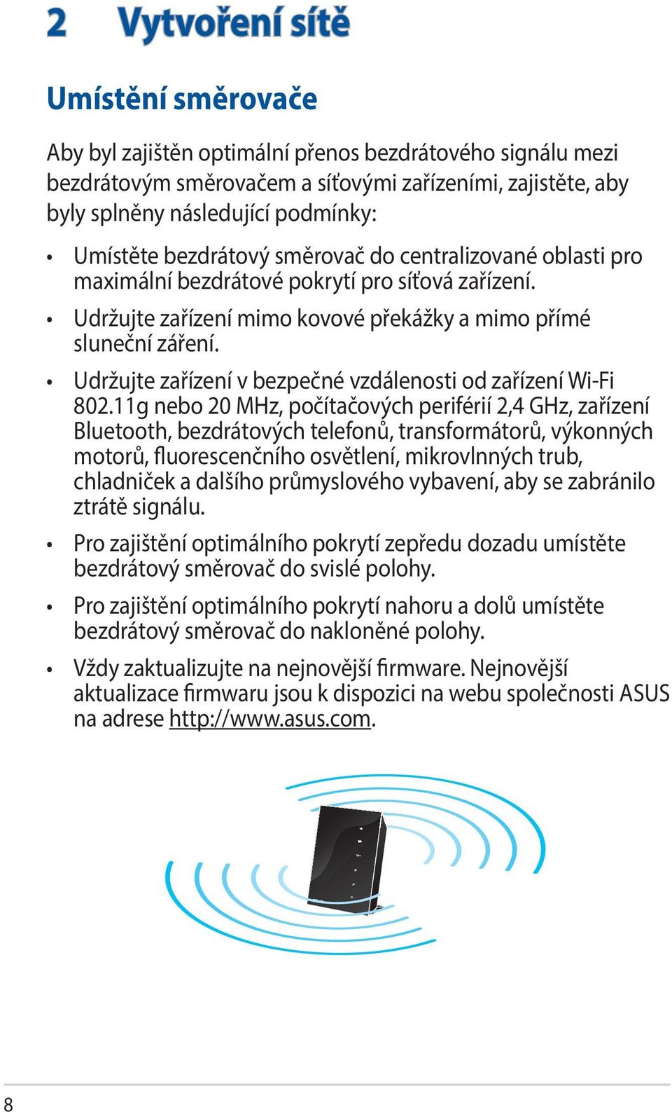 Udržujte zařízení v bezpečné vzdálenosti od zařízení Wi-Fi 802.