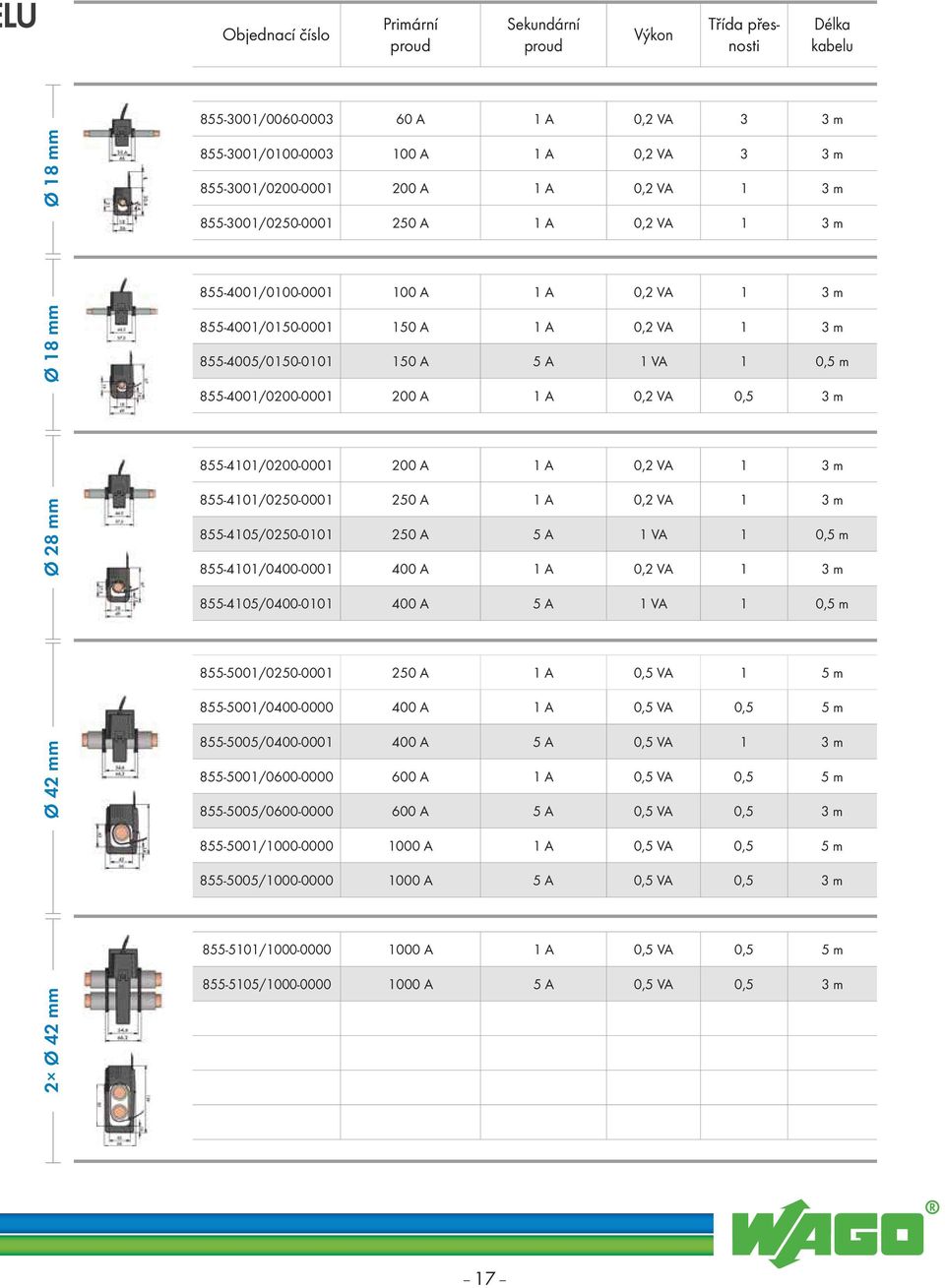 150 A 5 A 1 VA 1 0,5 m 855-4001/0200-0001 200 A 1 A 0,2 VA 0,5 3 m 855-4101/0200-0001 200 A 1 A 0,2 VA 1 3 m 855-4101/0250-0001 250 A 1 A 0,2 VA 1 3 m 855-4105/0250-0101 250 A 5 A 1 VA 1 0,5 m