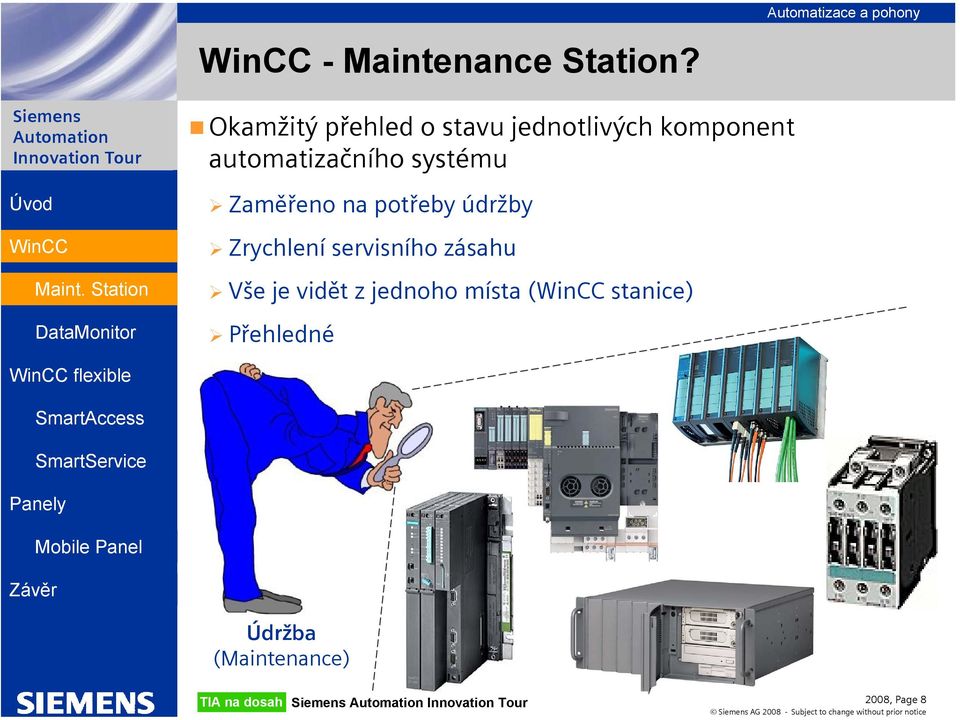 automatizačního systému Zaměřeno na potřeby údržby Zrychlení