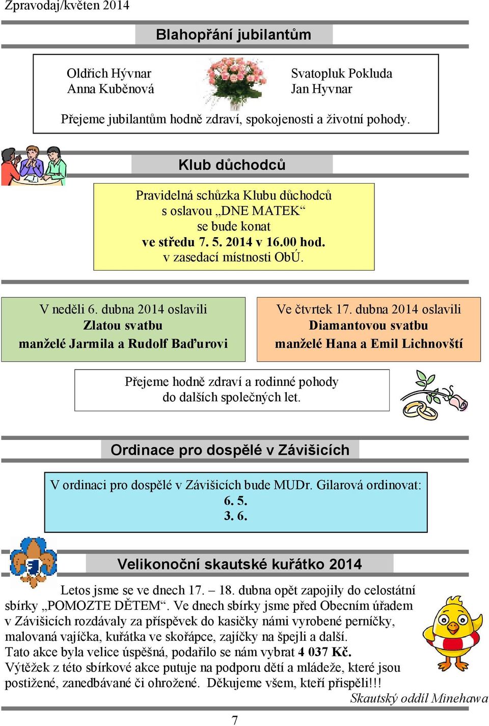 dubna 2014 oslavili Zlatou svatbu manželé Jarmila a Rudolf Baďurovi Ve čtvrtek 17.