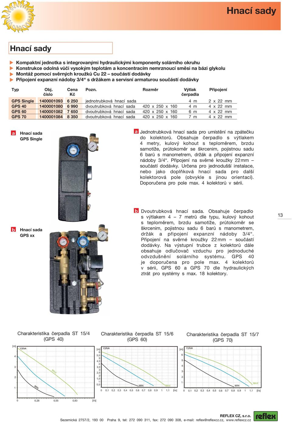 Rozměr Výtlak Připojení číslo Kč čerpadla GPS Single 1400001093 6 250 jednotrubková hnací sada 4 m 2 x 22 mm GPS 40 1400001080 6 990 dvoutrubková hnací sada 420 x 250 x 160 4 m 4 x 22 mm GPS 60