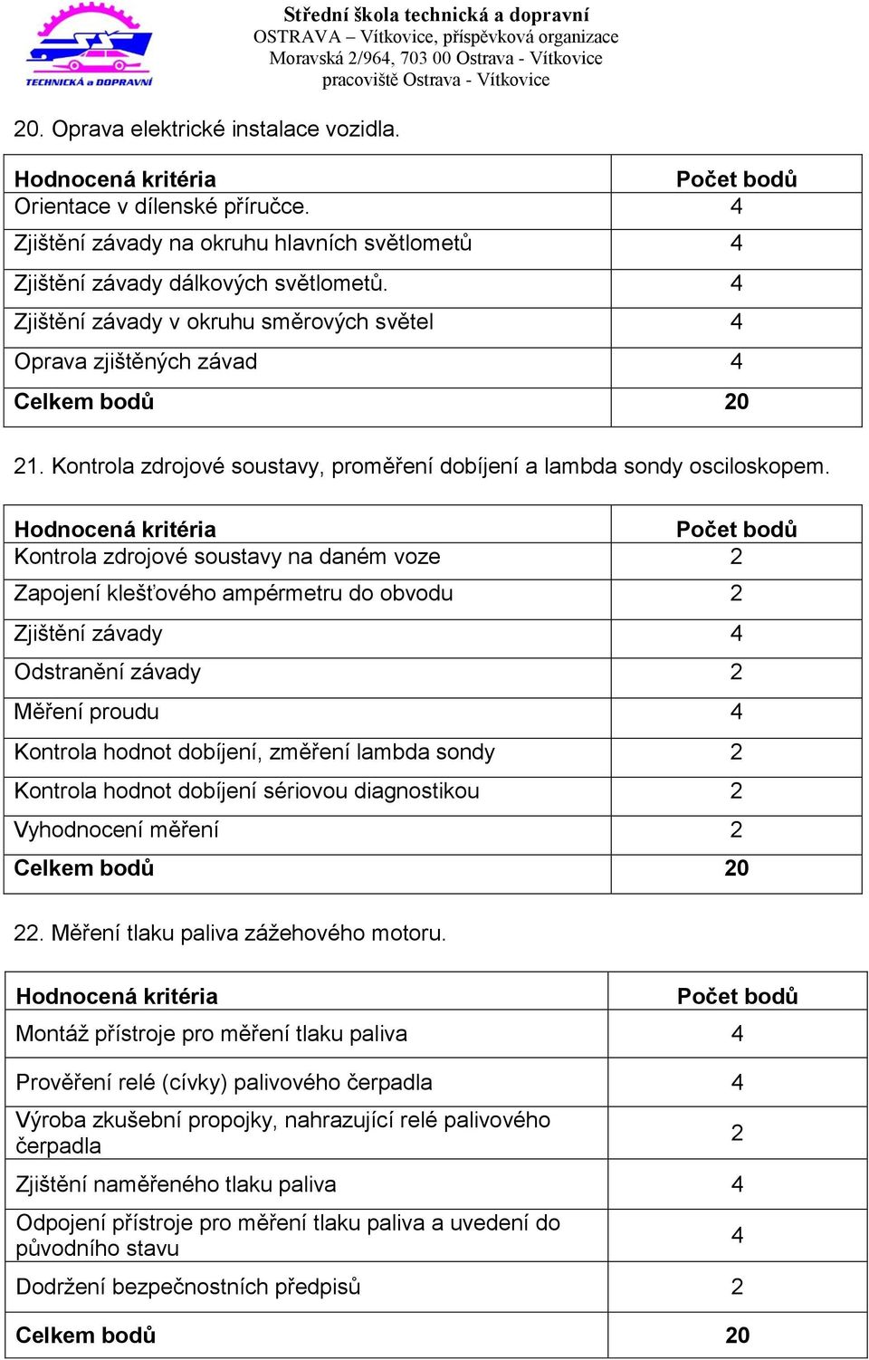 Kontrola zdrojové soustavy, proměření dobíjení a lambda sondy osciloskopem.